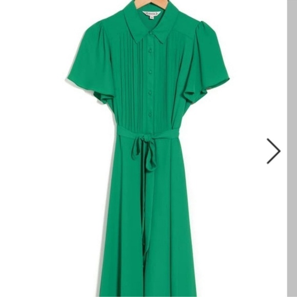 🆕 NANETTE LEPORE Pintuck Short
Sleeves Shamrock Green Dress Size 8 - Picture 3 of 11
